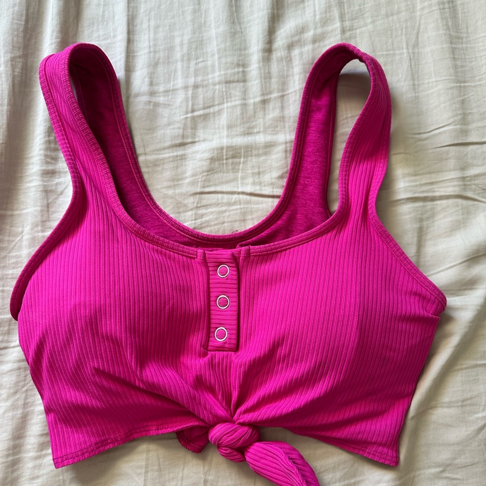 Vibrant Pink Ribbed Crop Top